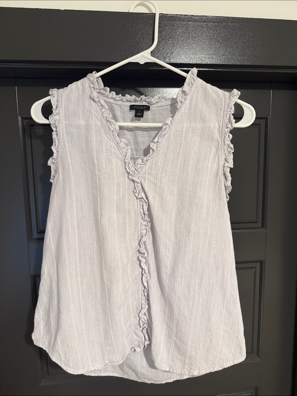 Ann Taylor Light Lavender Ruffle-Trim Sleeveless Camisole